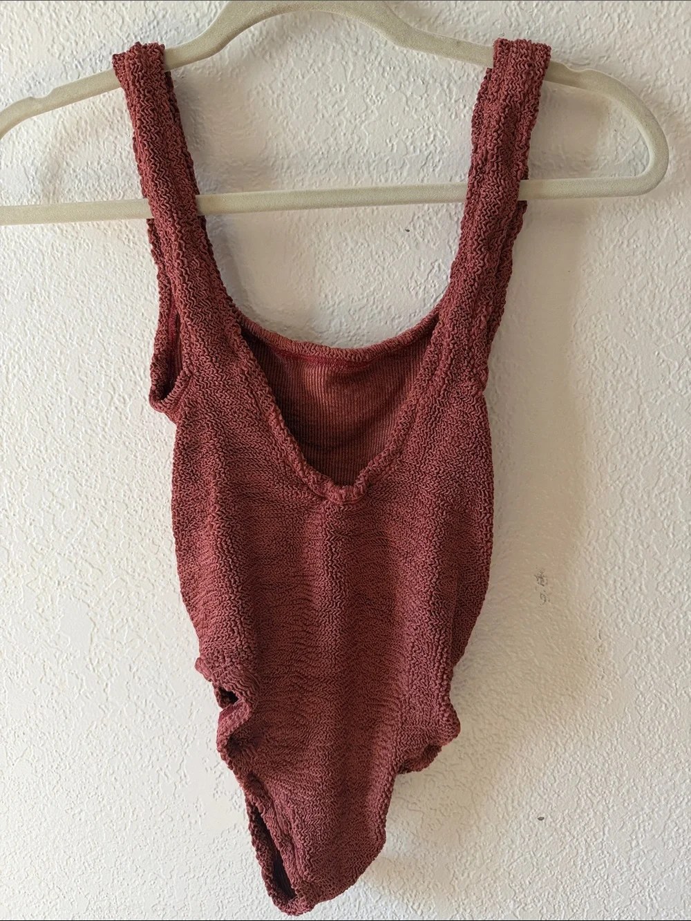 Girls Textured One-Piece Swimsuit in Rust